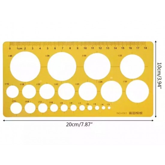 مسطرة ستانسل أحجام دوائر 10 سم * 20سم